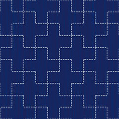 Sashiko pattern. Vector seamless embroidery Japanese traditional art.