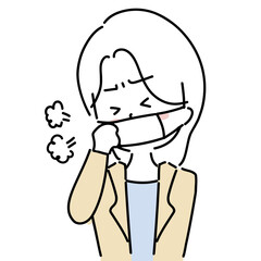 咳込むマスク女性