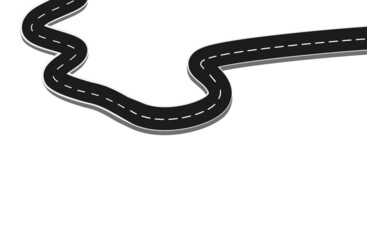 Roadway journey to the future. Asphalt street isolated on white background. Symbols Way to the goal of the end point. Path mean successful business planning Suitable for advertising and presentstation