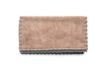 Top view towel on isolated white background