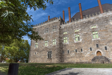 View at the Palace of the Dukes of Braganza lateral facade, medieval estate and former residence