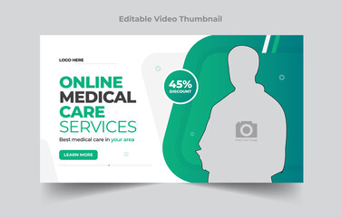 Creative Medical and healthcare video cover thumbnail template and web banner.