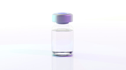 Vaccine glass bottle covid-19 virus. Epidemic virus protection concept. .3D Rendering.