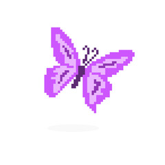 Butterfly pixel art. Butterfly block pattern. Vector illustration of a cross stitch pattern.