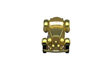 Vintage car with gold bodywork, isolated