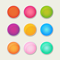 Set of round buttons for website or applications with different colors.
