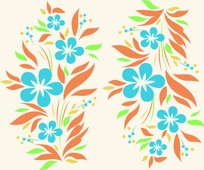 Flower. Blue bud. A flowering plant with large green leaves and a large blue flower. Vector botanical illustration. plant, nature, ecology,pattern, set