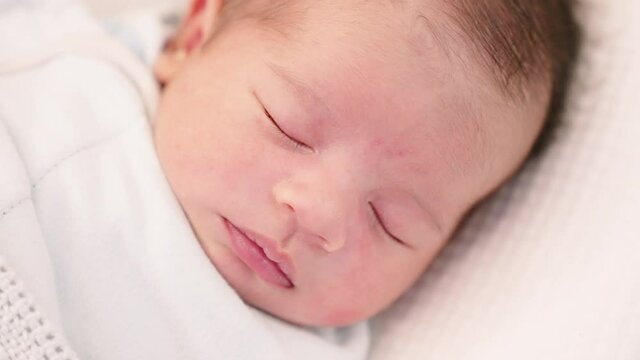 4k slow motion baby portrait footage with cinematic look. 