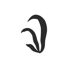 silhouette contour plants seaweed algae aquatic water plant, grass for aquarium. isolated vector hand drawn illustration in doodle style.