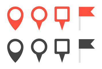 Collection of simple colored map markers. Vector Illustration.