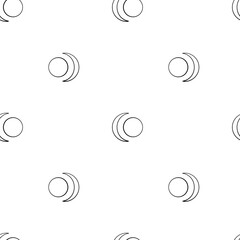 Monochrome seamless pattern with black moons on white background. Stock vector illustration.