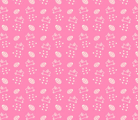 Pink cute pattern with rabbits and easter eggs