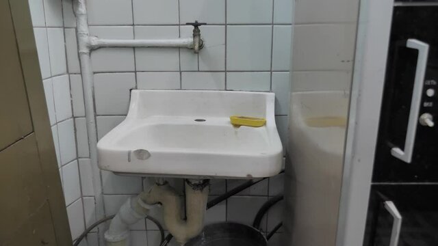 View Of Dirty Clogged Sink