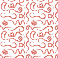 Earth worm seamless pattern. Earthworms vector illustration