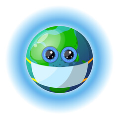 Planet Earth Antibacterial Mask Isolated White Background