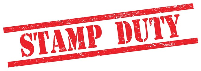 STAMP  DUTY text on red grungy rectangle stamp.