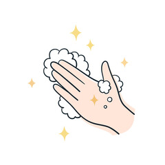 清潔な左手と泡