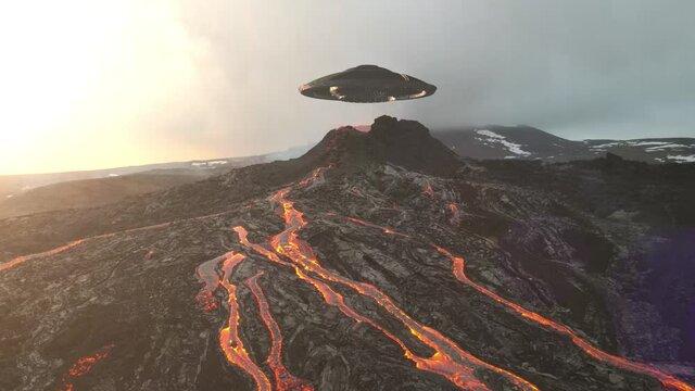 Flying Saucer Over Active Volcano, Aerial View
Real Drone Footage With Visual Effect Elements Of UFO Hovers Over Volcano In Iceland
