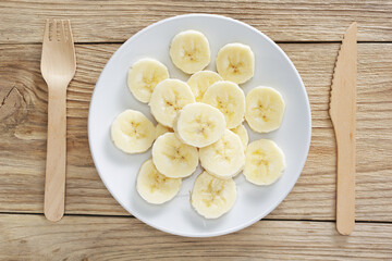 Fresh ripe sliced bananas