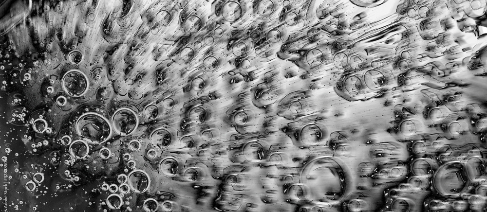 Poster bubble zoom dynamic abstract closeup background in black and white
