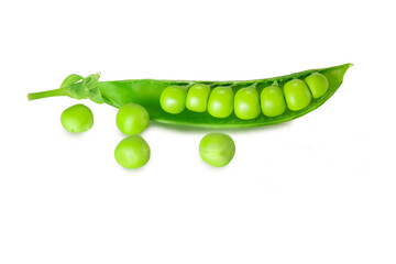 fresh green peas isolated on a white background
