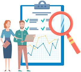 Successful business project presentation, company strategy planning, statistics indicators analysis
