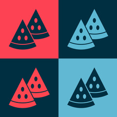 Pop art Watermelon icon isolated on color background. Vector