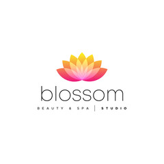 Obraz premium Water lily Lotus logo Flower logo - beauty spa flower symbol wellness health meditation beauty luxury natural fitness yoga lifestyle treatment petals salon organic calming cosmetics 