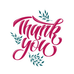 Thank you - vector illustration with hand lettering