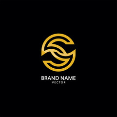 Abstract S Symbol in Gold Monogram Logo