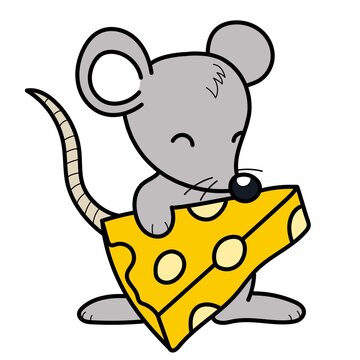 Rat and Cheese cartoon vector