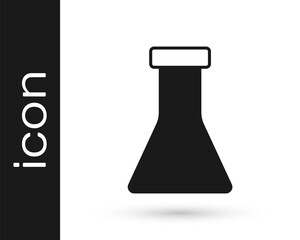 Black Test tube and flask chemical laboratory test icon isolated on white background. Laboratory glassware sign. Vector