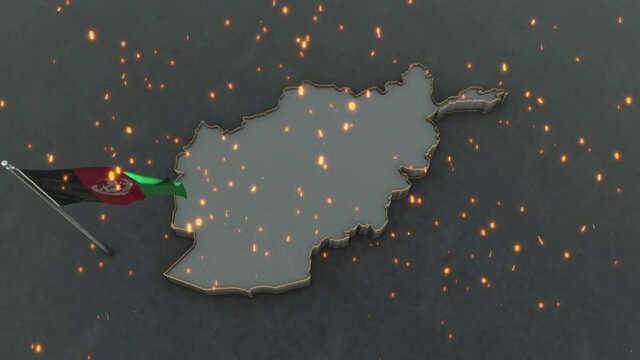3D animation of the map of afghanistan