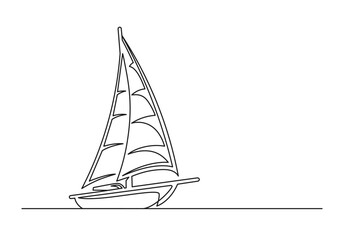 Continuous one line drawing of an vintage sailing yacht