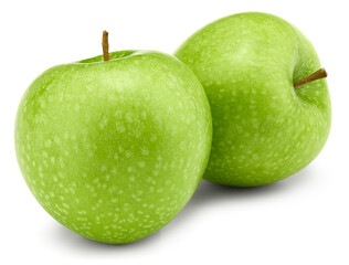 green apples isolated on white background. clipping path