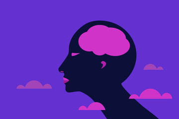 Conceptual illustration of a human brain connecting to the senses and the environment