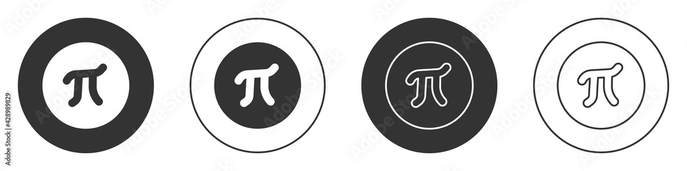 Poster black pi symbol icon isolated on white background. circle button. vector