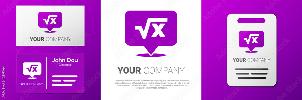 Aufkleber logotype square root of x glyph icon isolated on white background. mathematical expression. logo des