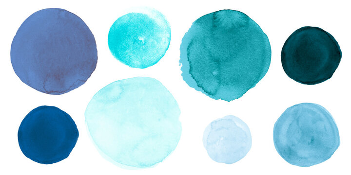 Light Watercolor Circle. Abstract Brush Stroke Spots on Paper. Fresh Ink Stains Elements. Grunge Watercolor Circle. Indigo Graphic Drops Texture. Navy Blots. Blue Watercolor Circle.