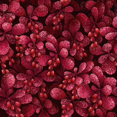 Red barberry seamless pattern