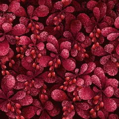 Wallpaper murals Bordeaux Red barberry seamless pattern