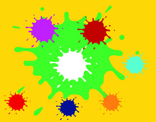 Colorful water splash illustration design isolated on yellow background
