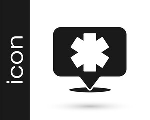 Black Medical symbol of the Emergency - Star of Life icon isolated on white background. Vector