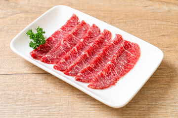 fresh beef raw sliced with marbled texture
