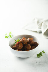 Traditional homemade meatballs with tomato sauce