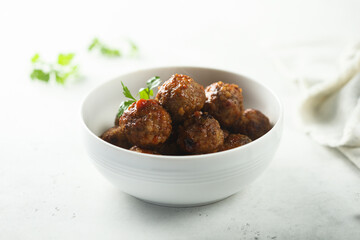 Traditional homemade meatballs with tomato sauce
