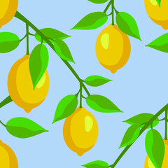 Obraz premium Vector - lemon fruits seamless pattern.