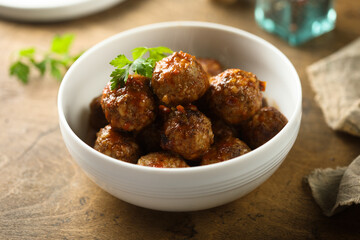Traditional homemade meatballs with tomato sauce