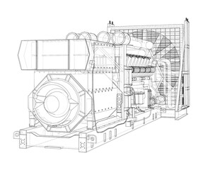 Large industrial diesel generator. Vector