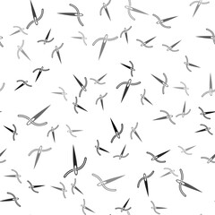 Black Needle for sewing with thread icon isolated seamless pattern on white background. Tailor symbol. Textile sew up craft sign. Embroidery tool. Vector